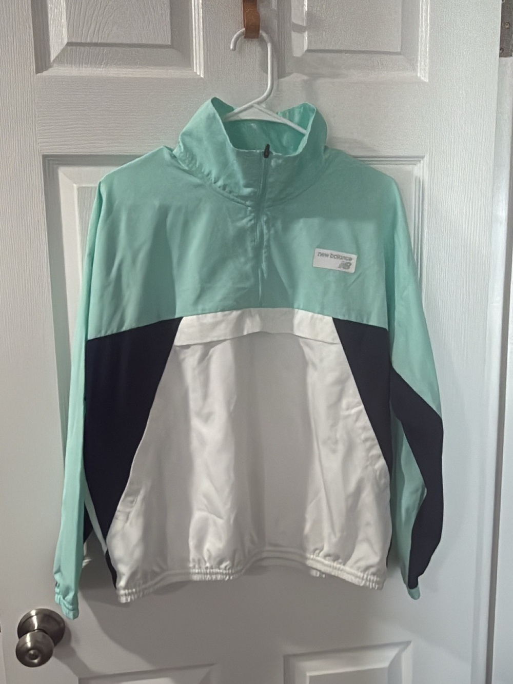 New Balance Mint White Black Half-Zip Pullover